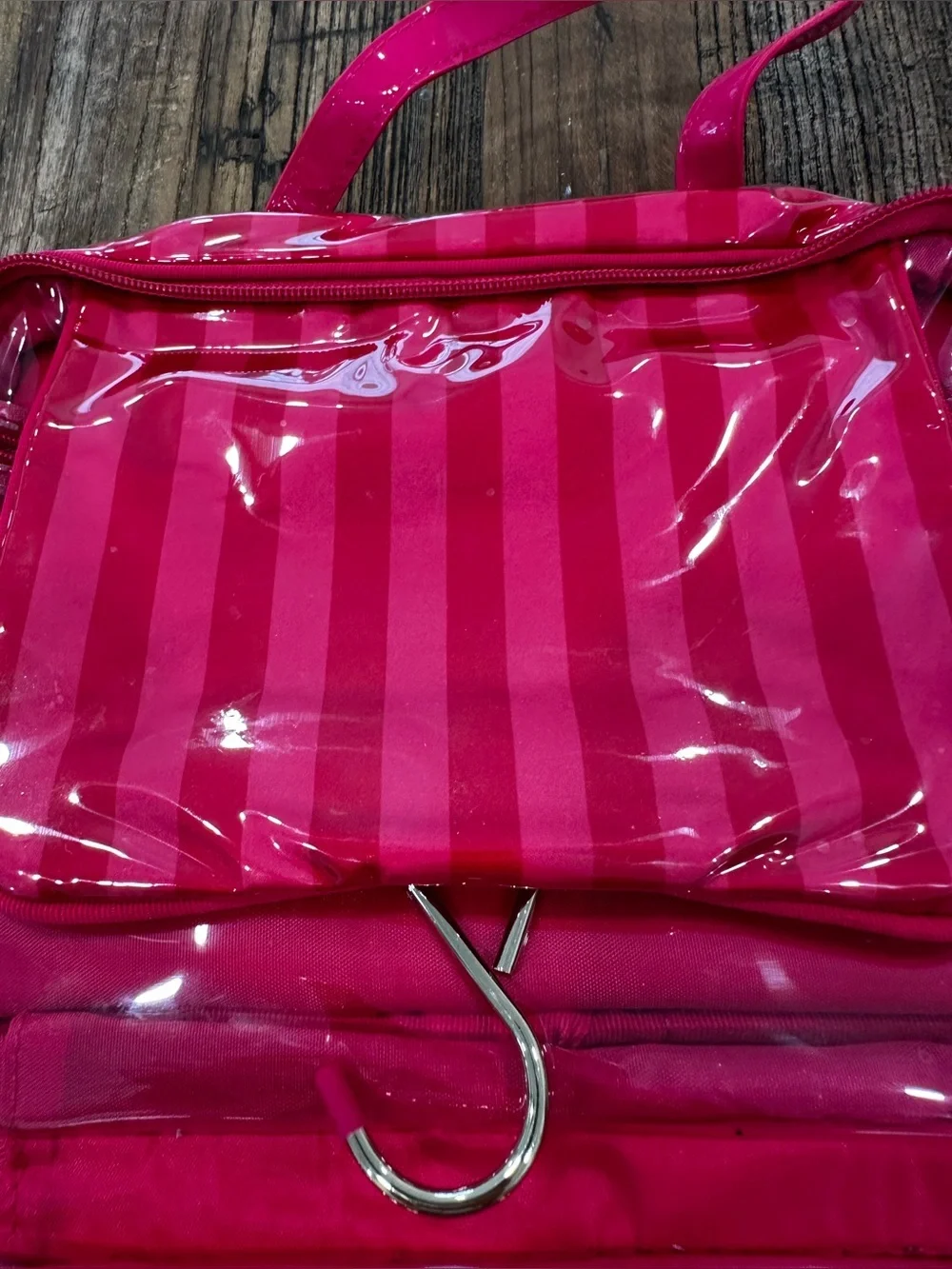 Victoria's Secret Hot Pink Clear Panel Travel Cosmetic Pouch